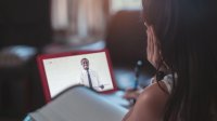 Young girl participating in distance learning 