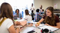 Photo of middle school students in study hall