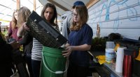 Students are in a plant warehouse and working on their works.