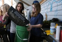 Students are in a plant warehouse and working on their works.