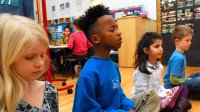 Students meditate at school