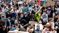 Protesters gather for a rally at Cadman Plaza Park, Thursday, June 4, 2020, in New York.