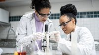 Students working in a science lab