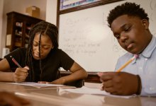 Two students in math class