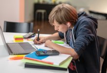 Teen doing math homework