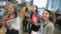 Middle school students visiting a museum