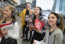 Middle school students visiting a museum