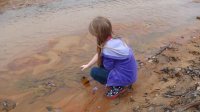 Young girl playing in the water