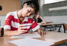 High school students taking a test