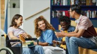 Small group of high school students socializing