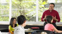 Teacher talking to classroom of students