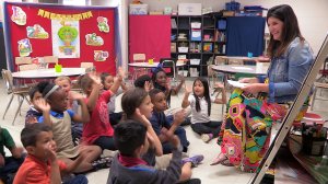 A teacher leading class at Fall Hamilton Elementary School.