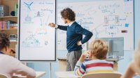 Teacher drawing diagram on a whiteboard