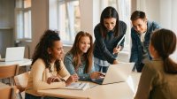 Photo of high school students working together