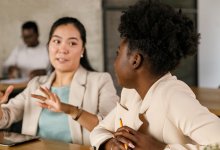 Photo of two teachers talking