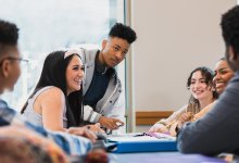 Photo of high school students talking