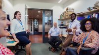 Photo of teachers meeting in office