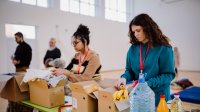 Photo of high school students at food drive