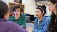 High school students talking in a group