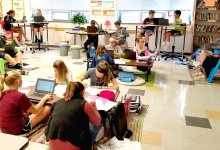 The author’s classroom, featuring an array of seating options