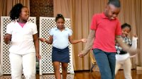 Four girls dancing