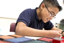 A student at work in class on a project of his choosing