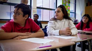 Students sit at desks at Springfield Renaissance School.