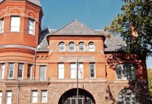 photograph of a brick front-of-school facade