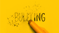 Graphic of a pencil eraser rubbing out the word "bullying."