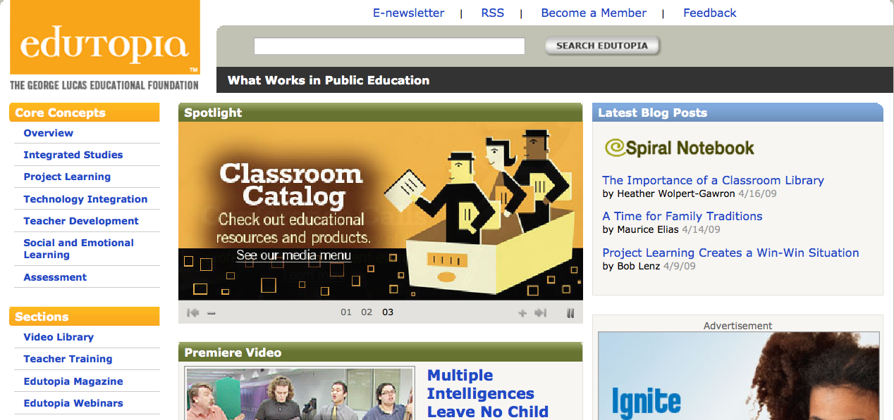 Edutopia website in 2014